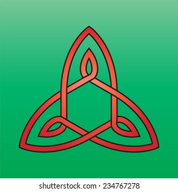 Celtic endless knot red on a green background