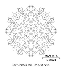 Celtic Floral Mandala of Coloring Book Page for Adults and Children. Easy Mandala Coloring Book Pages for Adults to Relax, Experiences Give Relief. Resizeable Vector File