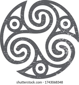 Celtic Gaelic sacred symbol triskele or triskelion isolated. Gaelic pagan triskeles spiral motif vector illustration.