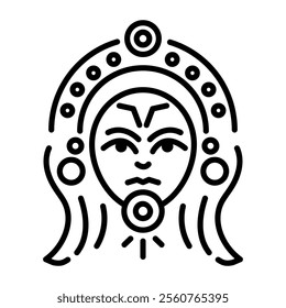 Celtic goddess icon in linear style 