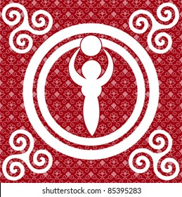 Celtic goddess and triskelion background