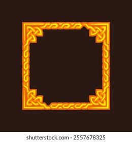 Celtic golden square frame. Celtic vector braided frame design, Irish traditional square border perfect for greeting card ,invitation or for your icons