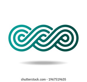 Celtic or Greek linear pattern woven from three lines. Infinity symbol. Mobius loop