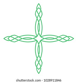 Celtic green cross.Celtic knot.