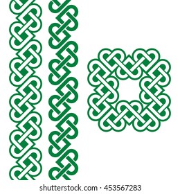 Celtic green Irish knots, braids and patterns  