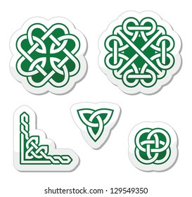 Celtic green knots patterns - vector