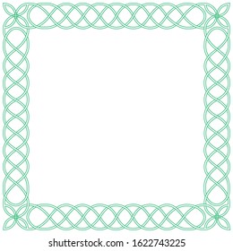 Celtic green square frame with a traditional pattern.