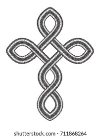 Celtic Halftone Stippled Cross - Vector Ancient Pagan Scandinavian Sacred Knotwork X Symbol