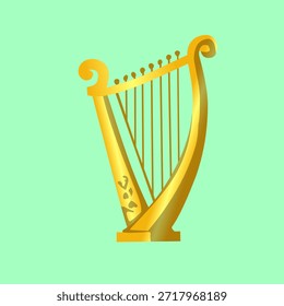 Celtic harp in flat style for St Patrick’s Day symbol. Suitable for Irish culture designs, posters, decorations, and festive illustrations.