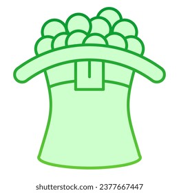 Celtic Hat with coins gradient line icon. Leprechaun cap full with gold coin outline style on white background. Saint Patrick day lucky wealth for mobile concept and web design. Vector graphics