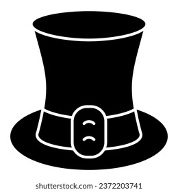 Celtic Hat and strap solid icon. Leprechaun cap with a leather strap glyph style pictogram on white background. Happy Saint Patrick day signs for mobile concept and web design. Vector graphics
