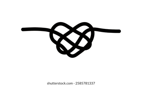 Celtic Heart Knot, Black Isolated Silhouette