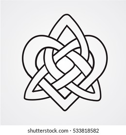 Celtic heart knot. Black isolated silhouette on a white background. Vector illustration