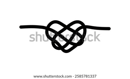 Celtic Heart Knot, Black Isolated Silhouette