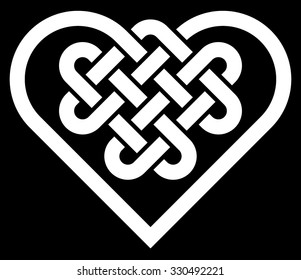 Celtic heart shape knot vector illustration (black and white, isolated)