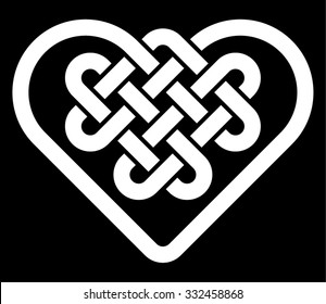 Celtic heart shape knot vector illustration (black and white, isolated)