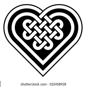 Celtic heart shape knot vector illustration (black and white, isolated)