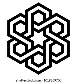 Celtic hexagon knot, logo design, vector illustration