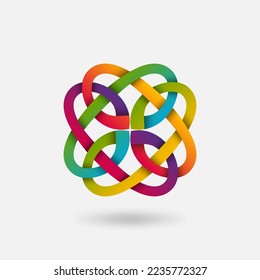 Celtic intertwining colored knot pattern