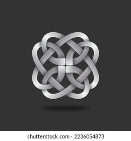 Celtic intertwining silver knot pattern. Vector illustration