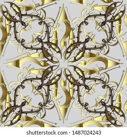 Celtic intricate vector seamless pattern. Colorful ornamental intricacy background. Branches with thorns, knots. Vintage abstract gold ornament. Braided shapes, lines, swirls. Repeat ethnic backdrop