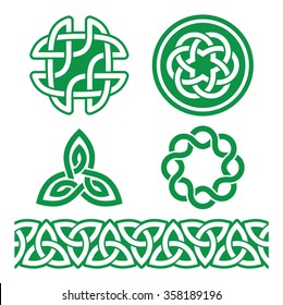 Celtic Irish green patterns and knots - vector, St Patrick's Day 