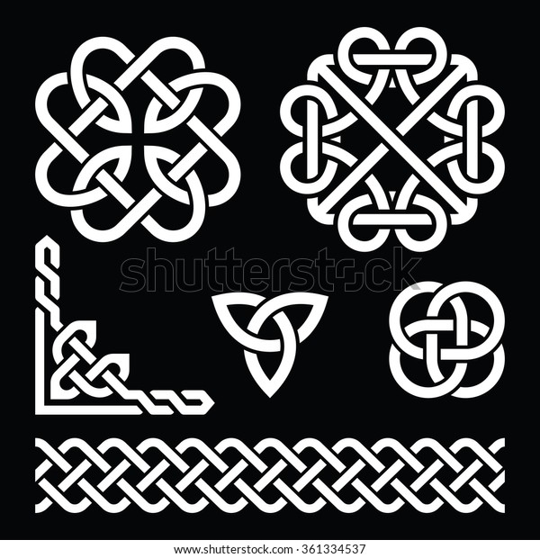 Celtic Irish Knots Braids Patterns White Stock Vector (Royalty Free ...