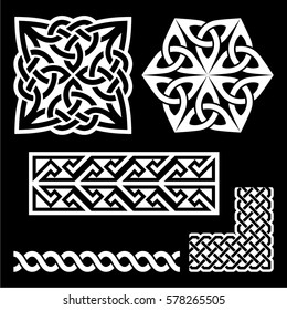 Celtic Irish and Scottish white patterns - knots, braids, key patterns 