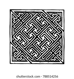 Celtic key pattern in ink hand drawn style. 