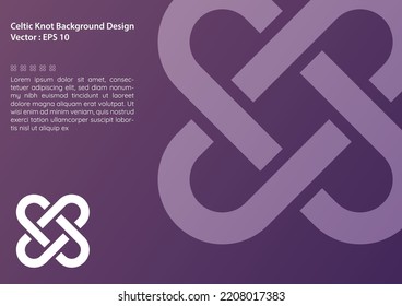 Celtic Knot Background Cover Design, Big Knot Symbol And Small One With Text Frame