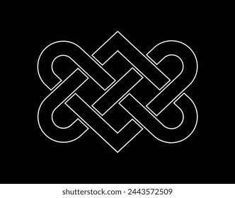 Celtic Knot - Hermoso nudo celta diseño de línea blanca aislado sobre fondo negro