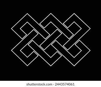 Celtic Knot - Hermoso nudo celta diseño de línea blanca aislado sobre fondo negro