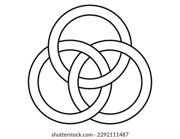 celtic knot borromean ring solid line isolated on white background. vector illustration.