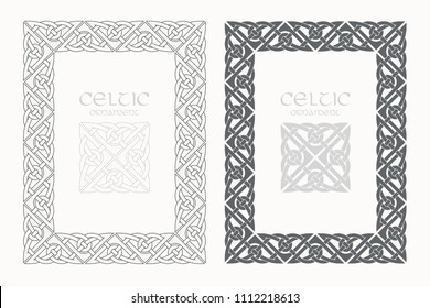 Celtic knot braided frame border ornaments. A4 size. Vector illustration.