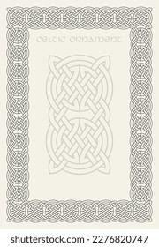 Celtic knot braided frame border ornament. Rectange size. Vector illustration.