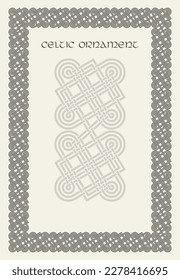 Celtic knot braided frame border ornament. Rectange size. Vector illustration.