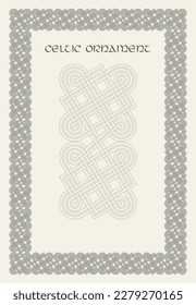 Celtic knot braided frame border ornament. Rectange size. Vector illustration.