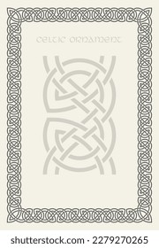 Celtic knot braided frame border ornament. Rectange size. Vector illustration.