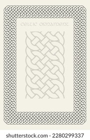 Celtic knot braided frame border ornaments set. Rectange size. Vector illustration.