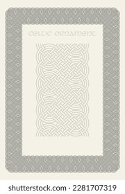 Celtic knot braided frame border ornaments set. Rectange size. Vector illustration.