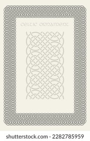 Celtic knot braided frame border ornaments set. Rectange size. Vector illustration.