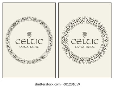 Celtic knot braided frame border ornament. A4 size. Vector illustration.