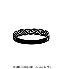 Celtic Knot Braided Ring Vector Illustration Interlocking Endless Loop Pattern Silhouette for Traditional Jewelry Design and Cultural Identity Logos