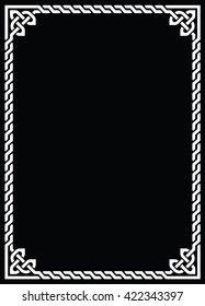 Celtic knot braided white frame - rectangle on black
 