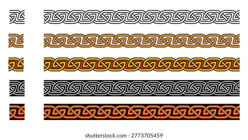 Celtic Knot Decorative Seamless Pattern Ornament Frame Border Vector Illustration Set