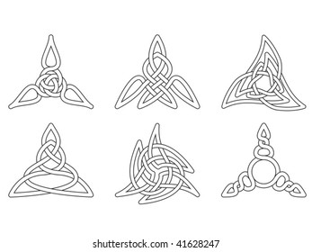 Celtic Knot Design Elements. Six Trefoil Knots.