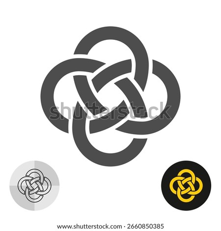Celtic knot in double infinity sign logo. Interweave cross symbol elegant style tattoo, design element or cutting shape