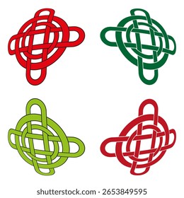 Celtic knot elements. Intertwined pattern designs. Shamrock Vector symbols. Decorative motif graphics.