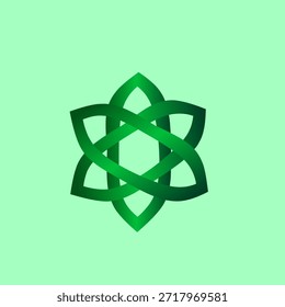 Celtic knot in flat style for St Patrick’s Day symbol. Ideal for Irish culture designs, decorations, branding, and festive graphics.