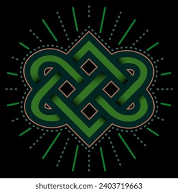 Diseño verde de Knot celta. Nudo celta, nudo de amor, Día de San Patricio, Irlanda, Escocia